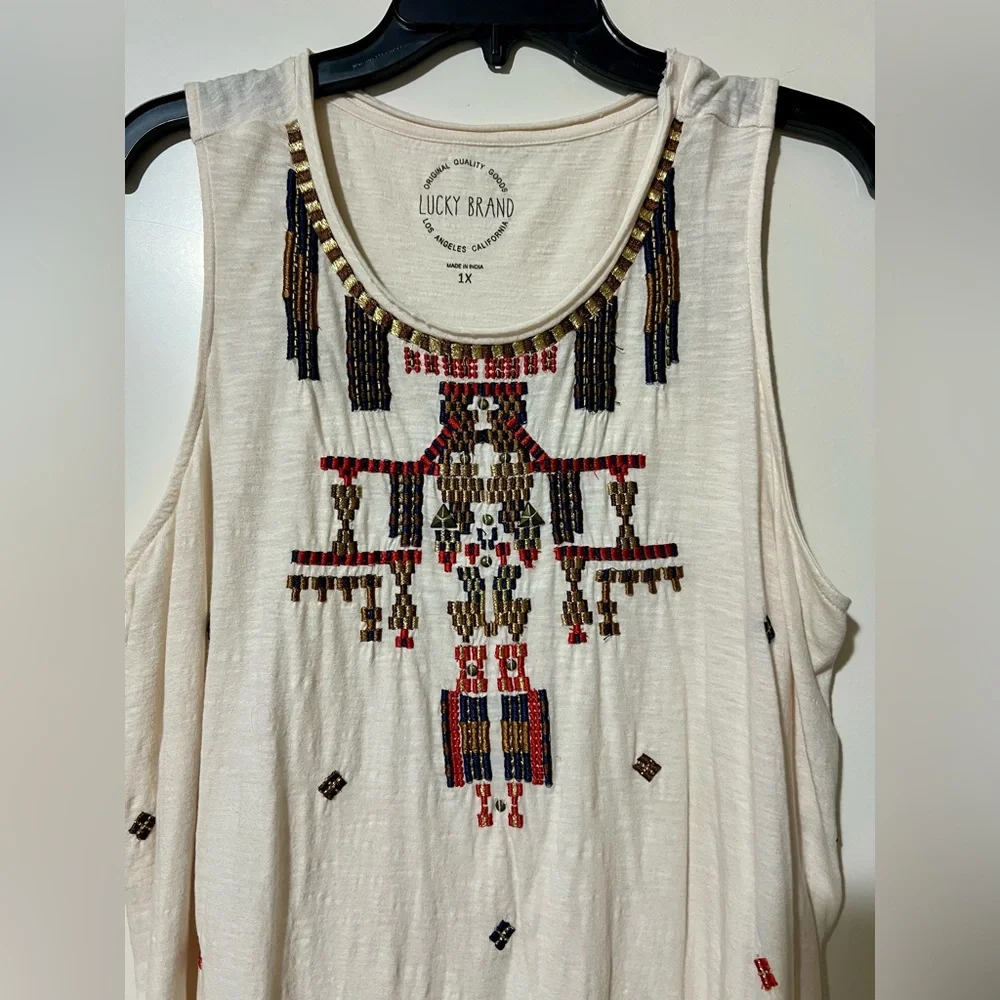 Lucky Brand Women's Boho Embroidered Tank Top